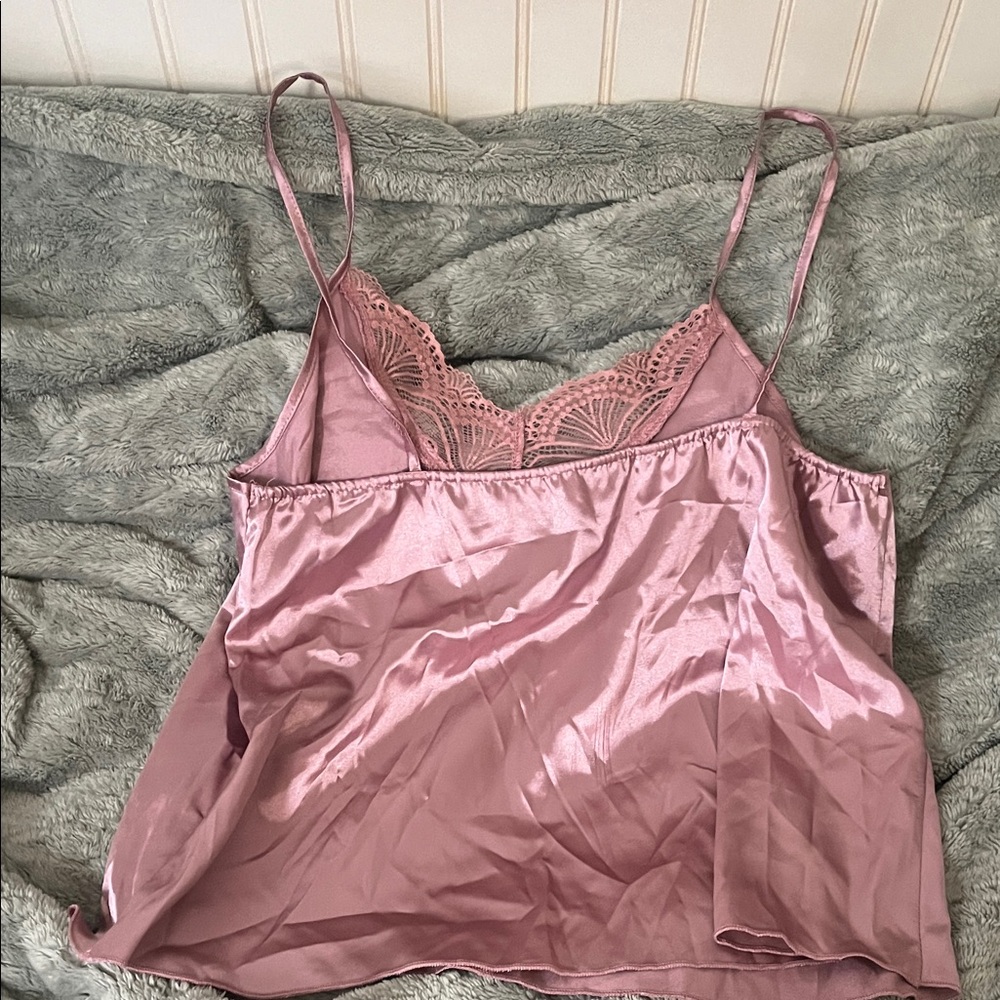 Silky Lace-Trim Camisole & Shorts Pajama Set - Dusty Rose - Picture 6 of 11